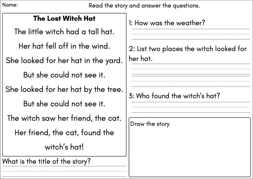 Halloween Reading Comprehension | 15 Short Stories & Questions | Grade 1 ESL